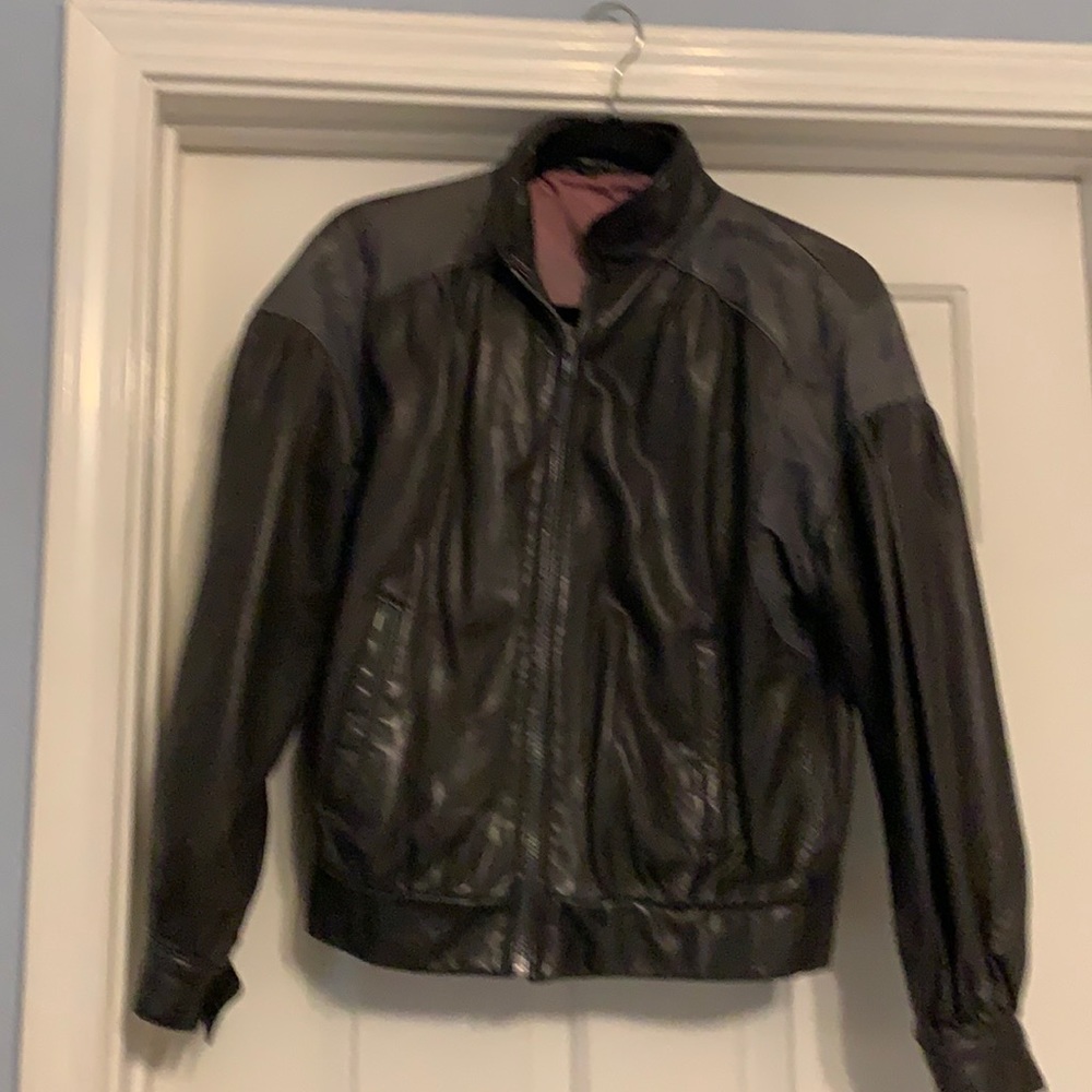 Vintage soft leather bomber jacket